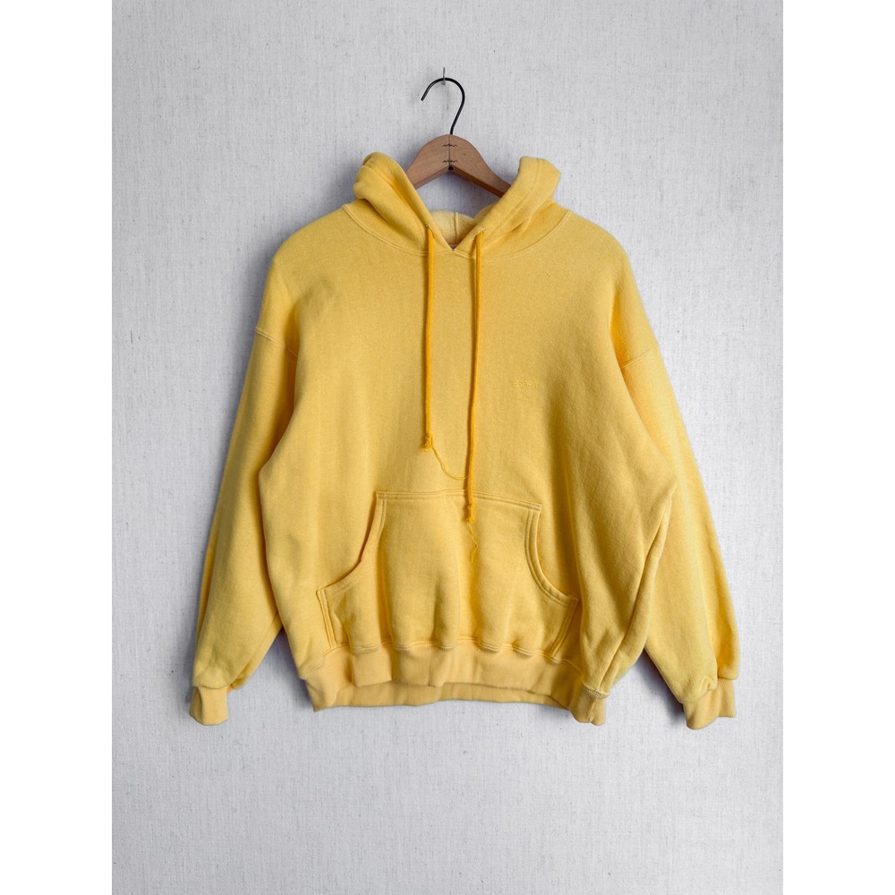 Vintage Esprit Sport Yellow Pullover Hoodie Sweatshirt Womens Large Logo‎ 90s